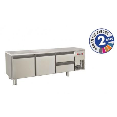 Soubassement réfrigéré sans dessus - 2 tiroirs + 2 portes - 220 L - Gamme 650 - Baron - BR16SP02 - Inox AISI 304 - Température -2°C à +10°C_0