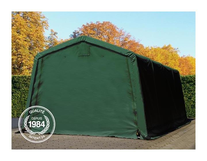 8x12 m, Tente garage de stockage, PVC 850, porte 4,0x3,6 m, gris