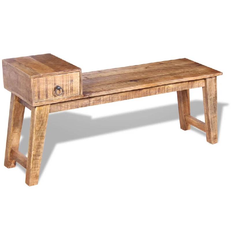 Banc banquette avec tiroir - 120 x 36 x 60 cm - Bois de manguier massif marron - Réf. 02_0011012_0