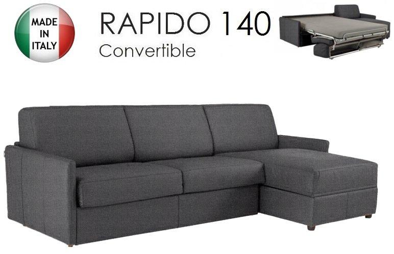 Canapé d'angle SUN convertible express 140 cm - Tweed gris graphite - Matelas 16 cm_0