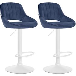CLP Lot de 2 tabourets de bar Milet velours Bleu/Métal blanc mat - bleu textile 324465_0