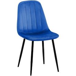 Décoshop26 - Chaise de salle à manger x1 design moderne coutures verticales velours bleu et pieds en métal noir 10_0001980 - bleu 3000250781466_0