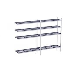 Distform Rayonnage en Inox d'Angle avec Clayettes 4 Niveaux en Polypropylène P.400mm et H.1800mm 2060x400x400x1800mm - 698142428945_0