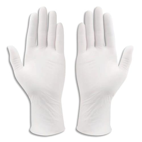Gants en latex non poudrés non stériles, ambidextres. Bout du doigt texturé. Couleur blanc. Taille m_0