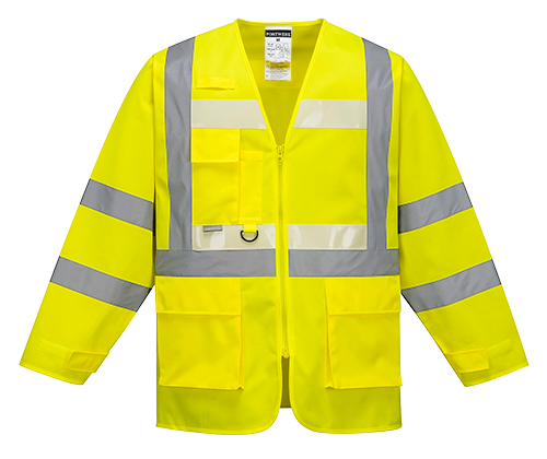 Gilet avec manches Glowtex jaune G475 - Certifié CE, 7 poches, bandes réfléchissantes, taille S_0