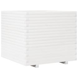 Helloshop26 - Jardinière bac lit surélevé plantes fleurs terrasse jardin 80 x 80 x 72 cm bois de pin massif blanc 02_0037928 - 3000217641772_0