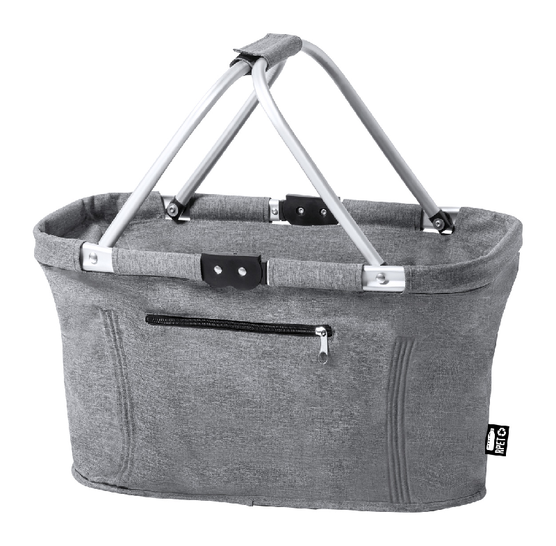 Panier pique-nique pliable en polyester 600D RPET - cadre en aluminium - poche frontale zippée - labélisé RPET_0