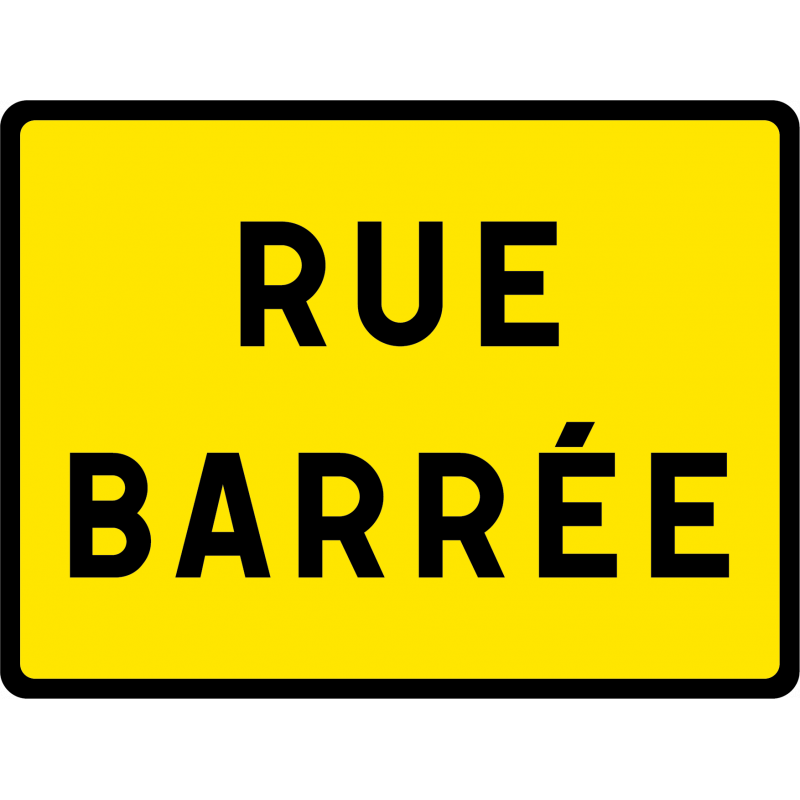 Panneau indication temporaire rue barrée KC119P_0