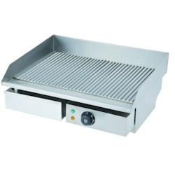 Matériel HORECA Plancha Electrique Professionnelle 3000W Plaque Rainurée - GDEG821 - GDEG821_0