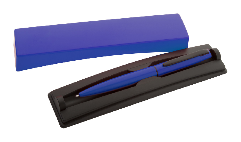 Stylo bille en aluminium avec écrin en plastique assorti - Encre bleue_0
