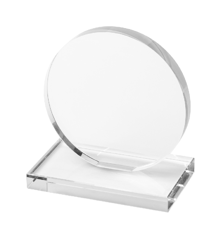 Trophée en verre rond - livré avec boîte cadeau noire - transparent - 400g_0