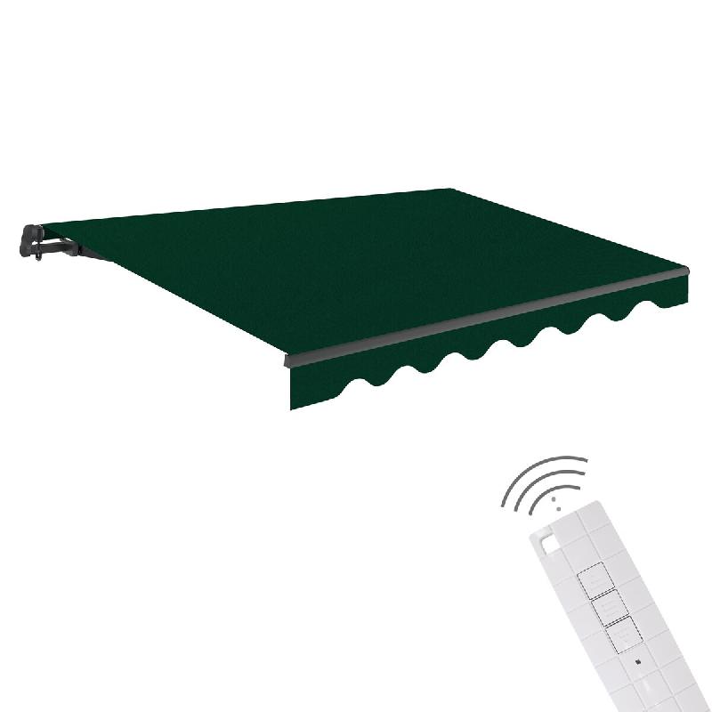 WASABI Store banne motorisé 4 x 2,5 m coloris vert – Télécommande incluse – Toile de protection solaire - vert polyester BTK425076-E_0