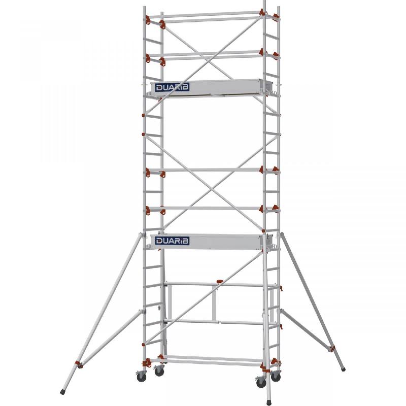 Échafaudage roulant aluminium AL 165 version base pliante - Hauteur de travail : 5,80 m - DUARIB - 613354_0