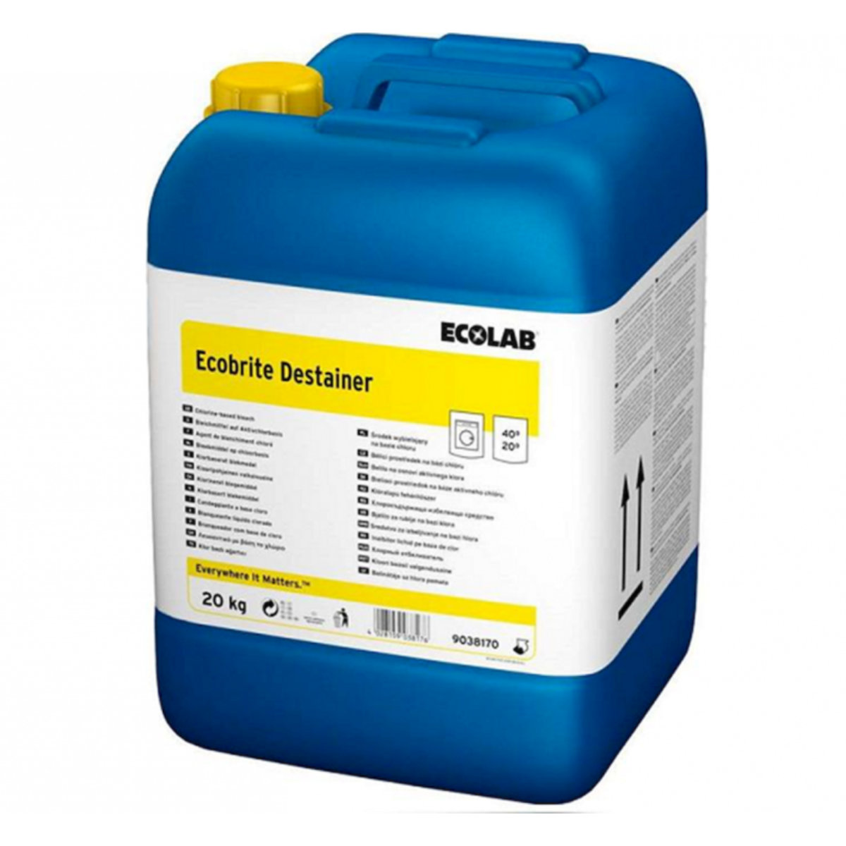 Agent de blanchiment chloré 20Kg - Ecobrite Destainer Gamme Santé - Élimination des taches sur textiles en coton, lin et polyester/coton_0