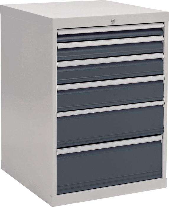 Armoire à tiroirs H1019 x L705 x P736 mm - gris clair/gris anthracite - 6 tiroirs - extraction totale - charge 1500 kg_0