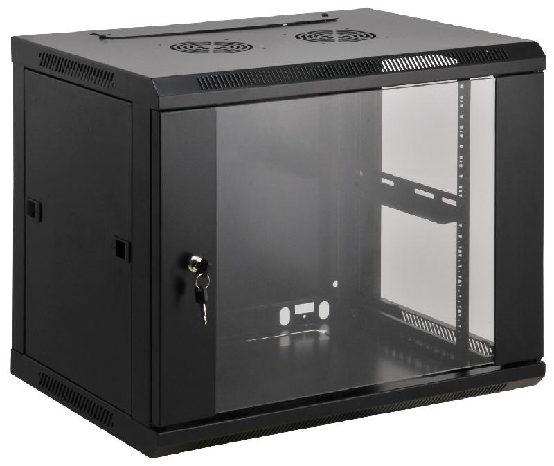 Armoire murale 19 pouces MHT140 avec porte en verre - hauteur 15U - profondeur 450 mm - noir - Bravour®_0