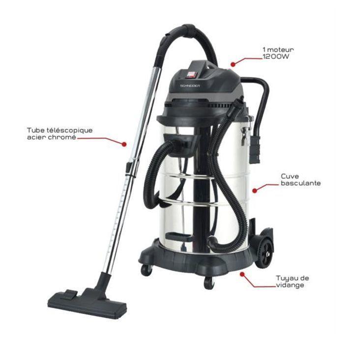 Aspirateur eaux et poussières 50L - Cuve inox basculante 1200W 230V - 11575962_0