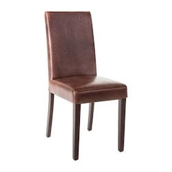 Chaise Dossier Haut en Simili Cuir Marron Foncé - Lot de 2 - Style Vintage - Bolero GR369_0