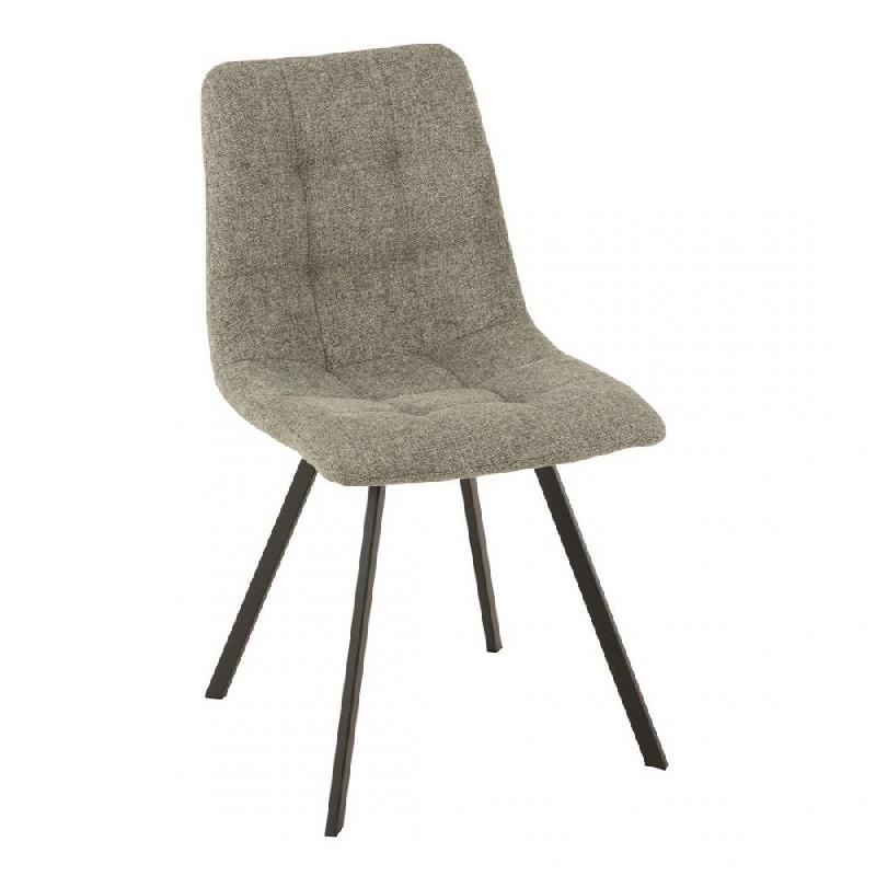 Chaise de salle à manger Milena gris clair - design moderne avec revêtement velours et pieds en métal laqué noir_0