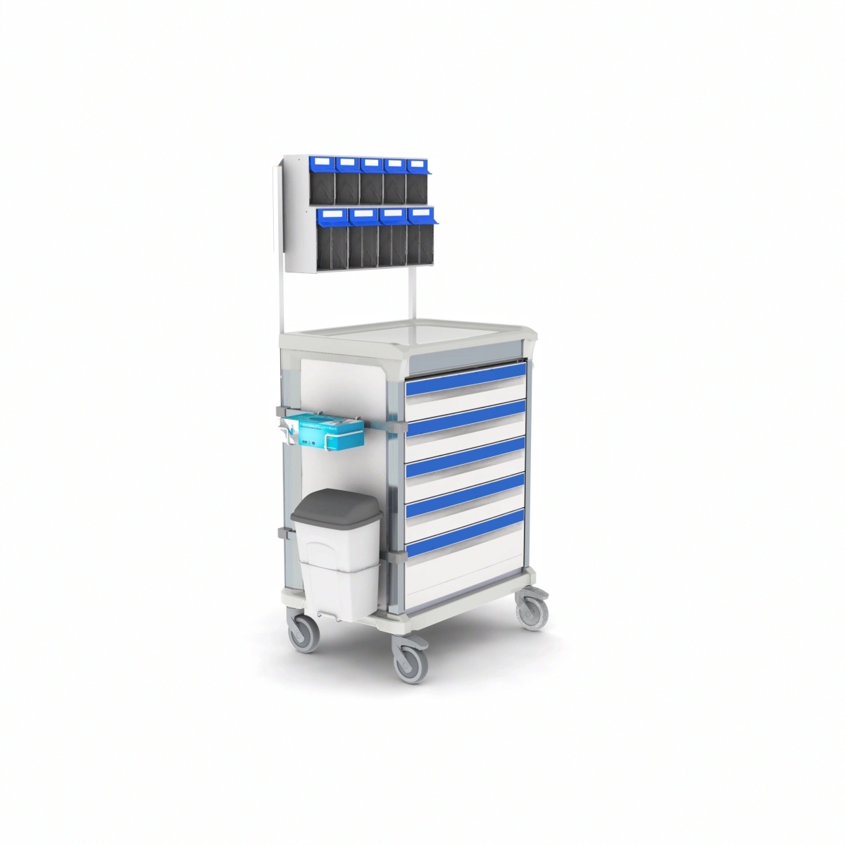 Chariot d'anesthésie à tiroir télescopique conforme aux normes d'hygiène pour garantir un environnement clinique propre - WEECART_0