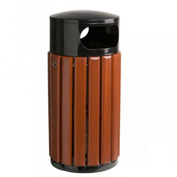 Corbeille bois métal à poser ZENO - 40 ou 60L - Couvercle gris manganèse - Marque Rossignol_0
