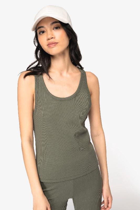 Débardeur écoresponsable côtelé femme - Native Spirit - Réf: NS344 - 98% coton bio et 2% élasthanne recyclé_0