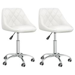 Décoshop26 - Lot de 2 tabourets sur roulettes siège pivotant hauteur réglable en PVC blanc cadre en acier DEC025197 - blanc 3000255122332_0