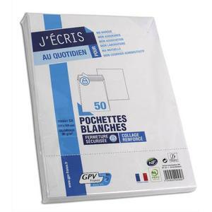 GPV - Paquet de 50 pochettes vélin blanc auto-adhésives 90g - Format C4 229x324mm - Référence 573_0
