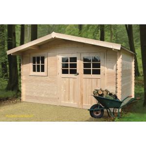 Grand abri de jardin en bois 34mm Linz - S8965 - sans plancher - 18,37 m² avec double porte vitrée_0