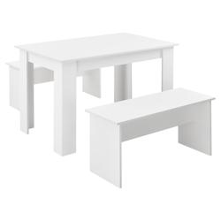 Helloshop26 - Lot de table et 2 bancs ensemble de meubles de salle à manger pour 4 personnes 110 cm blanc 03_0005809 - 3000685599780_0