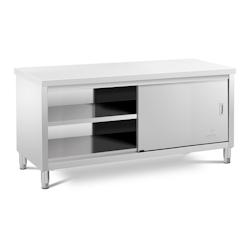 Helloshop26 - Meuble bas en acier inoxydable plan de travail cuisine armoire avec portes coulissantes (capacité de 600 kg, acier 14_0005094 - 3000228_0