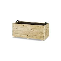 HORTALIA Jardinière rectangulaire Ghio 90x45x40 en bois traité pour l’extérieur - marron Bois massif 700218_0