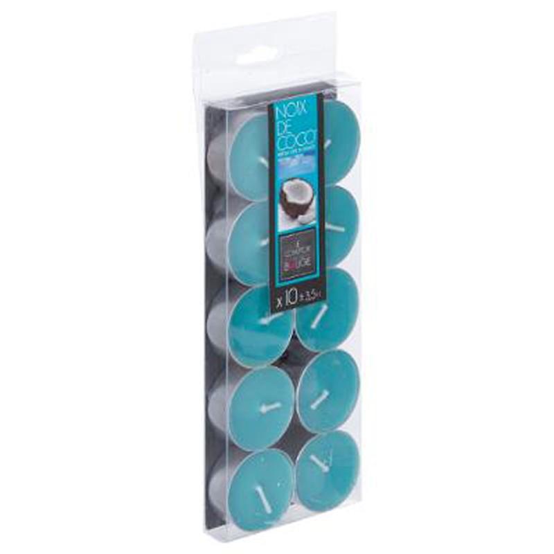 Lot de 10 bougies chauffe-plat parfumées coco - 3,7 cm - Paris Prix_0