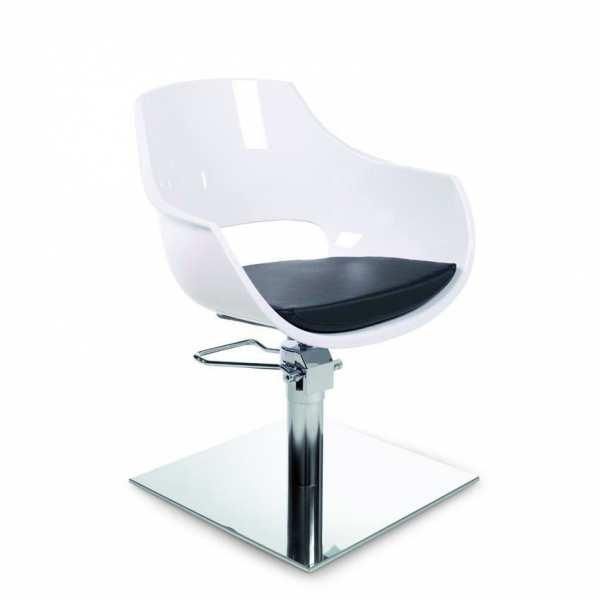 Fauteuil de coiffure - Aerys FB 180 YQ - Plexiglas blanc, coussin en skai, base carrée avec pompe hydraulique blocable_0