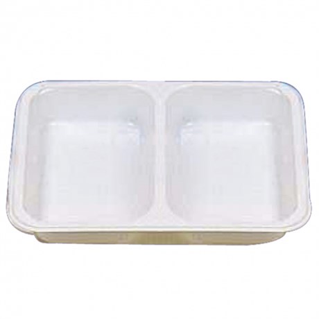 PLATEAU MICRO-ONDABLE 2 COMPARTIMENTS 22.5X17.5X4.5 CM PP BLANC (VENDU PAR 500)