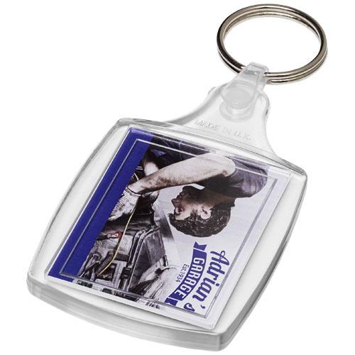Porte-clé classique S6 avec attache plastique Zia - modèle transparent avec anneau fendu en métal_0