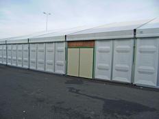 Tente de stockage fermée spacieux / structure fixe / couverture multi-éléments / ancrage au sol avec platine / 30 x 25 x 3 m_0