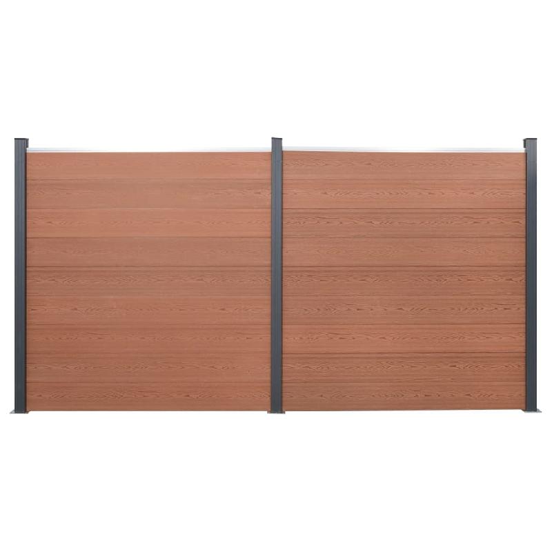 Vidaxl ensemble de panneaux de clôture marron 353x186 cm wpc 3211830_0