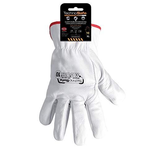 TECHNOSAFE GFB1005WH11 - Gants en peau fleur bovine top quality avec renforts et modèle Driver_0