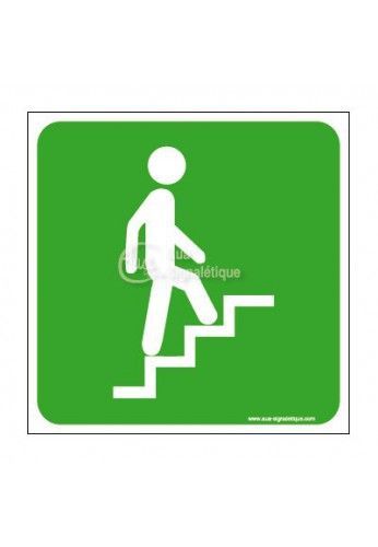 3054-ca-v-130 - Signalisations sécurité travail - AUA Signalétique - Panneau Escalier-Mont-Secours - Dimensions 130x130 mm_0