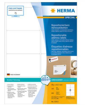 Étiquette d'adresse amovibles, a4, 99,1 x 67,7 mm - 10312_0