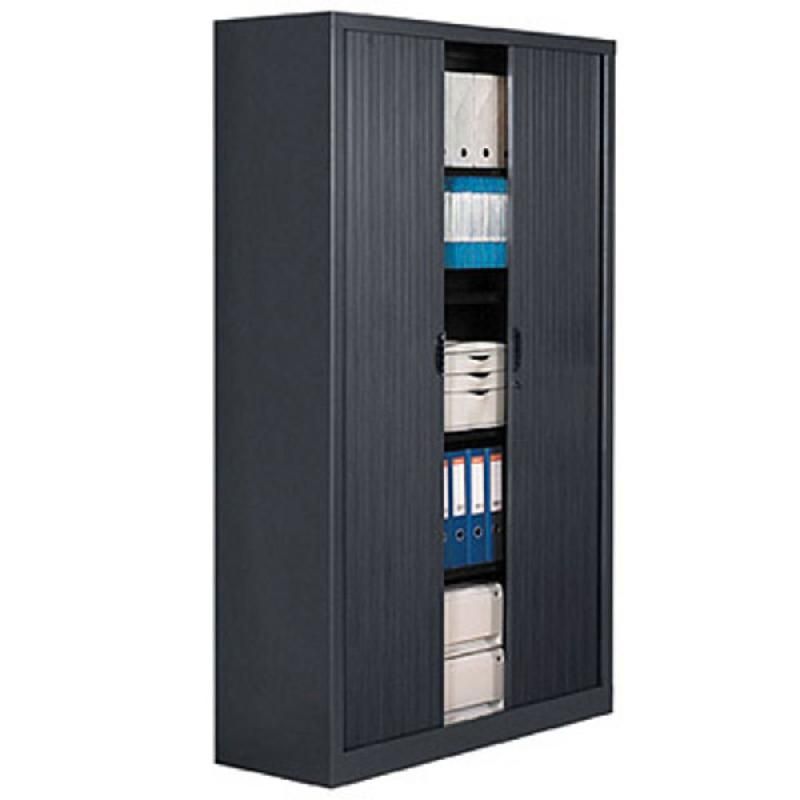 ARMOIRE MÉTAL CONFORT - A RIDEAUX - H. 198 X L. 120  CM - CORPS ANTHRACITE - RIDEAUX ANTHRACITE