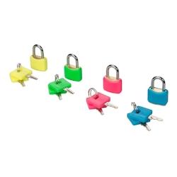 Cadenas en Laiton Fluo 20 mm - Lot de 4 - Sécurisez Vos Effets Personnels - Silverline - multicolore 5024763050787_0