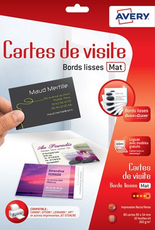 CARTE DE VISITE MAT (VENDU PAR 80)