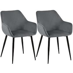 CLP Chaise de salle à manger Luena Gris foncé/Velours - gris textile 327456_0