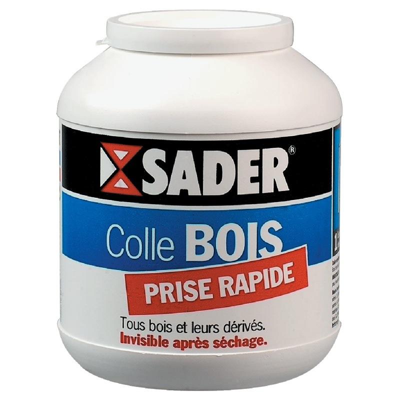Colle à bois vinylique prise rapide Sader - boîte 650 g - transparente après séchage_0
