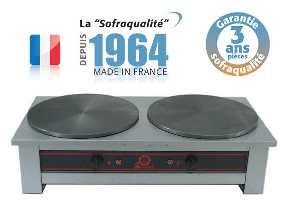 Crêpière électrique professionnelle - 2 plaques en fonte micro-sillonnée - 400 mm - Garantie 3 ans - Modèle 20112_0