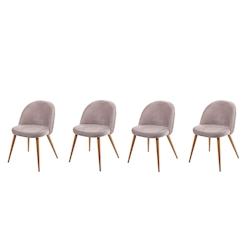 Décoshop26 - Lot de 4 chaises de salle à manger tissu velours gris brun pieds en bois style rétro CDS04517 - gris 3000409598785_0