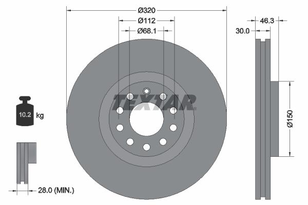 Disque de frein Textar 92106703 - ventilé de l'extérieur - boîte de 1 disque_0