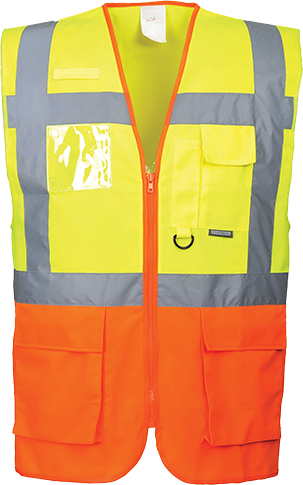 Gilet exécutive Prague jaune orange S376 - Taille XL - Certifié CE - 7 poches - EN ISO 20471 Classe 2_0
